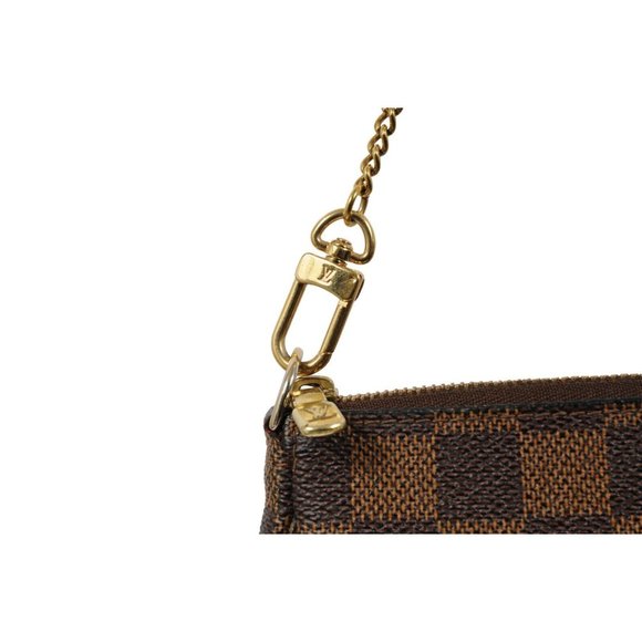 Louis Vuitton LV Damier Ebene Mini Pochette Accessories Brown Canvas Clutch - Picture 3 of 13